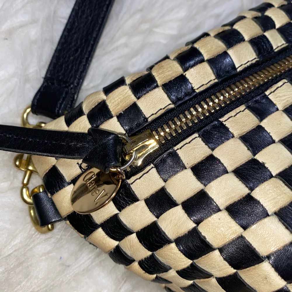 Clare V Black and Cream Checkered Crossbody Belt Bag - Picture 7 of 11